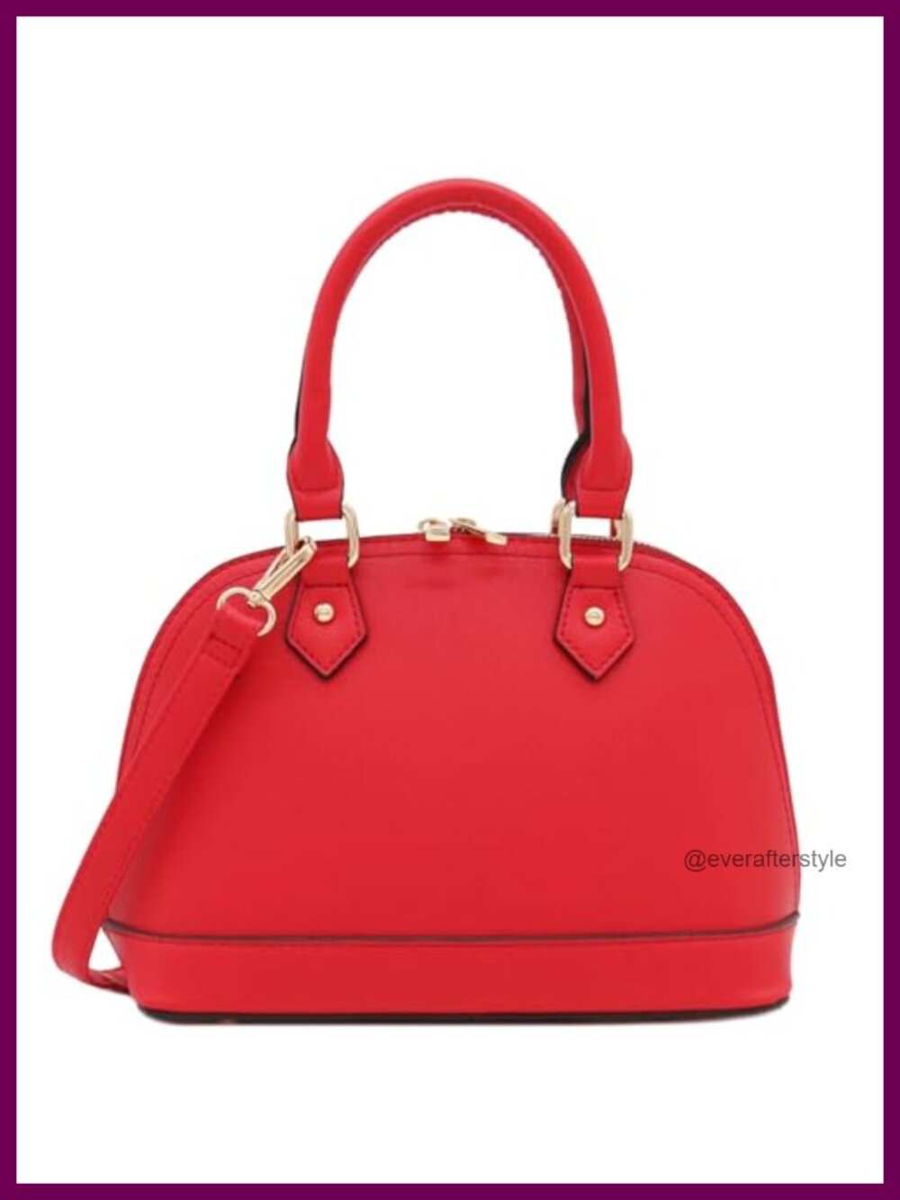 Saffiano Classic Dome Satchel Faux Leather Gold Hardware Adjustable Strap